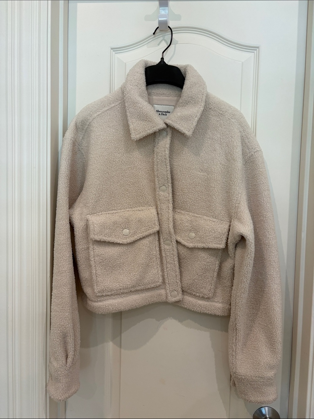 Cream Sherpa Button-Up Jacket